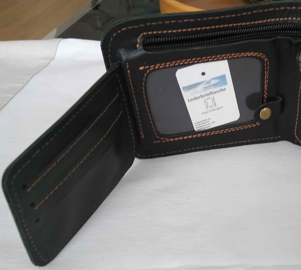 Brieftasche echtes Leder in schwarz      praktisch, stilbewusst und langlebig   Motiv: Pferdekopf